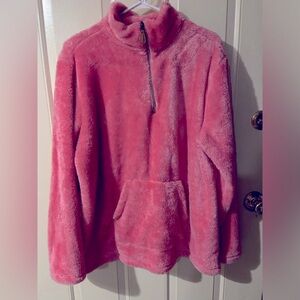 XL Katydid pink faux fur/half zip up sweater.